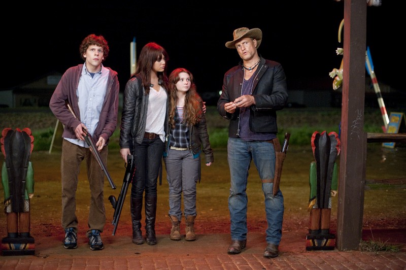 Jesse Eisenberg, Abigail Breslin, Woody Harrelson, Emma Stone ve filmu Zombieland / Zombieland