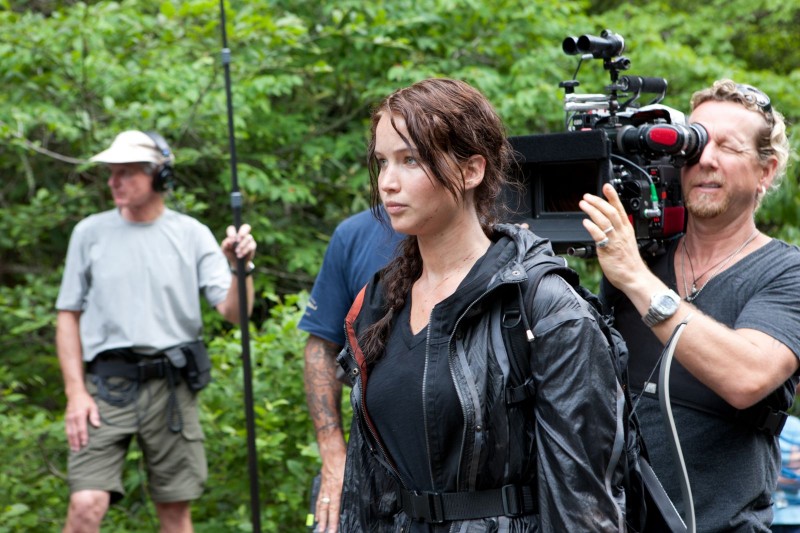 Jennifer Lawrence, Gary Ross při natáčení filmu Hunger Games / The Hunger Games
