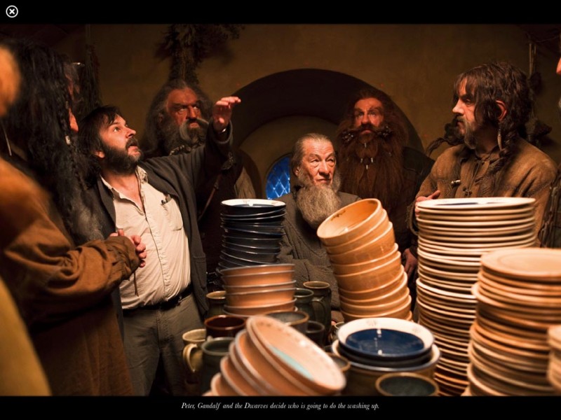 Peter Jackson, Ian McKellen při natáčení filmu Hobit: Neočekávaná cesta / The Hobbit: An Unexpected Journey