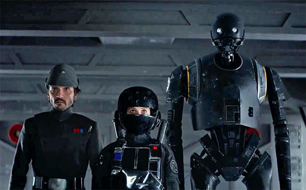 Diego Luna, Felicity Jones, Alan Tudyk ve filmu Rogue One: Star Wars Story / Rogue One