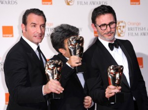 Jean Dujardin, Thomas Langmann a Michel Hazanavicius ve filmu <b>Umělec</b>