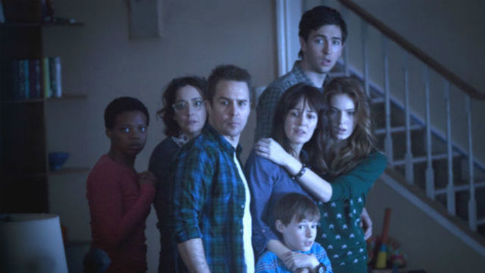 Sam Rockwell, Rosemarie DeWitt, Saxon Sharbino, Jane Adams, Nicholas Braun, Kyle Catlett ve filmu Poltergeist / Poltergeist