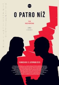 Český plakát filmu O patro níž / Un etaj mai jos