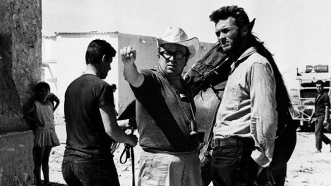 Sergio Leone, Clint Eastwood při natáčení filmu Pro hrst dolarů / Per un pugno di dollari