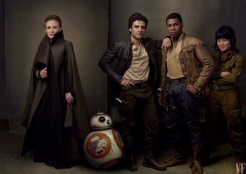 Carrie Fisher, Oscar Isaac, John Boyega, Kelly Marie Tran ve filmu Star Wars: Poslední z Jediů / Star Wars: Poslední z Jediu