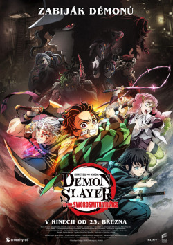 Český plakát filmu Demon Slayer: Kimetsu No Yaiba - To the Swordsmith Village / Demon Slayer: Kimetsu No Yaiba - To the Swordsmith Village